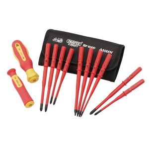 70867 XP1000 XP1000 VDE Slimline Interchangeable Screwdriver Set (12 Piece) VDE Screwdrivers Professional Trade DIY Workshop Garage Use
