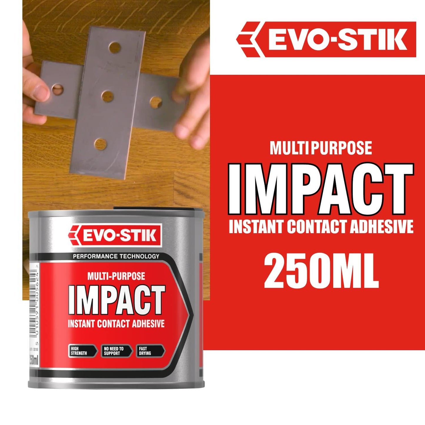 EVO-STIK Impact Adhesive, Multipurpose, High-Strength Adhesive, Bonds Instantly on Contact, Fast Drying