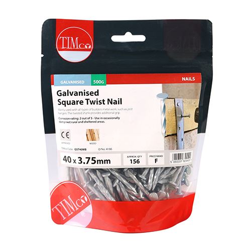 TIMCO Square Twist Nail - Galvanised 40 x 3.75 Pack 0.5