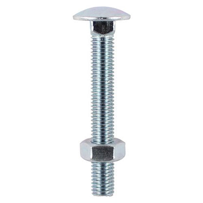TIMCO Carriage Bolt & Hex Nut - BZP M6 x 100 Silver Pack 4