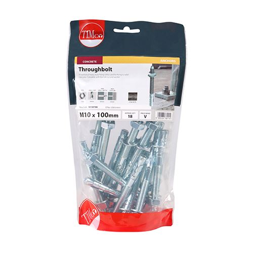 TIMCO Throughbolt - BZP M10 x 100 Silver Pack 18