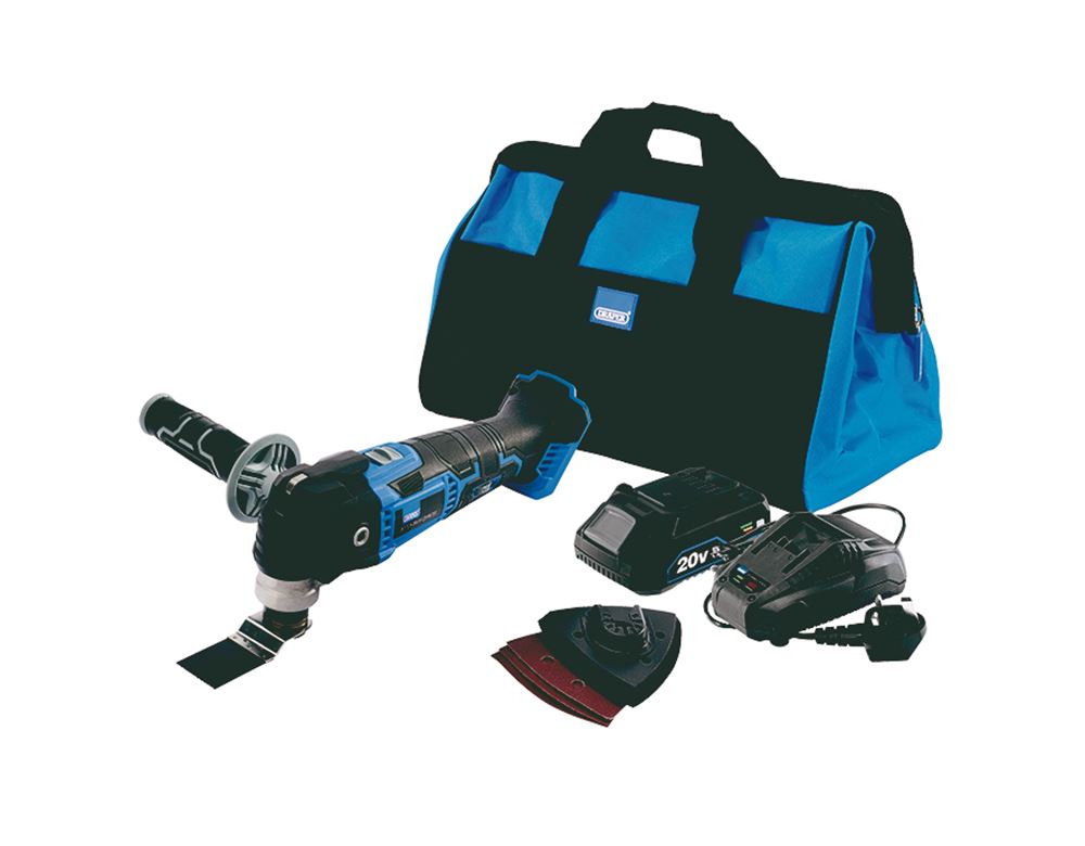 79900 Draper Storm Force Storm Force 20V Oscillating Multi-Tool Kit COMT20SFKIT 20V Storm Force Power Interchange Range Professional Trade DIY Works