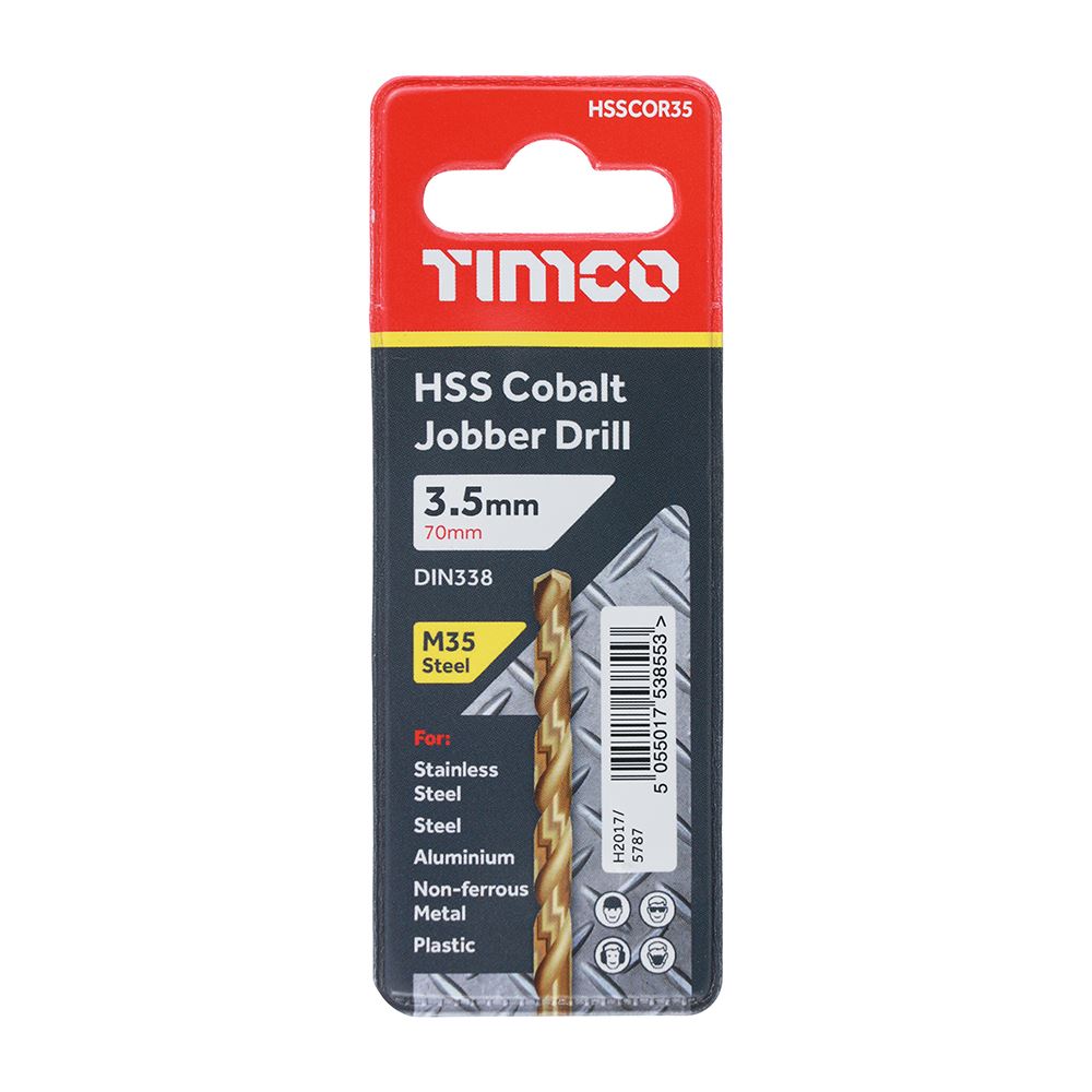 TIMCO HSS-CO Jobber Drill Bit Cobalt 3.5mm Pack 1