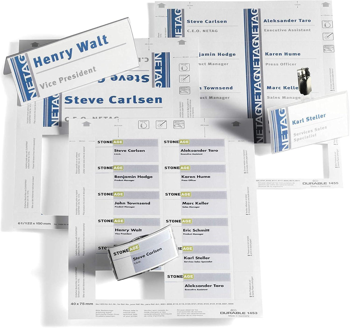 Durable BADGEMAKER Name Badge Inserts 54x90mm White Pack of 200 | Durable Badge Inserts for Office, Warehouse and Workplace Use