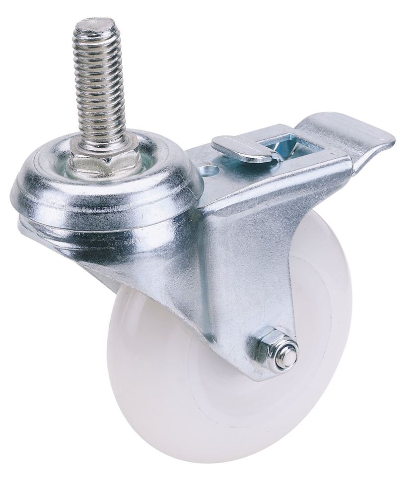 Draper NYLON CAST.BOLT/BK.-75M DIA 65501 Nylon Wheeled Swivel Bolt Castors with Brake