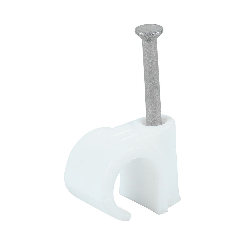 TIMCO Round Cable Clip White To fit 11.0mm White Pack 100