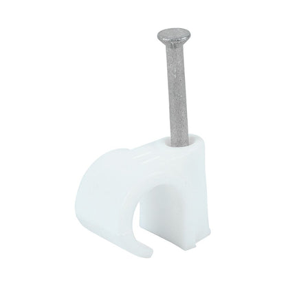 TIMCO Round Cable Clip White To fit 11.0mm White Pack 100