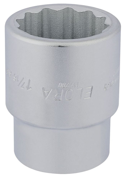 53045 Elora Elora Bi-Hexagon Socket, 1 Sq. Dr., 1.7/16 780A-1.7/16 1 Sockets Professional Trade DIY Workshop Garage Use