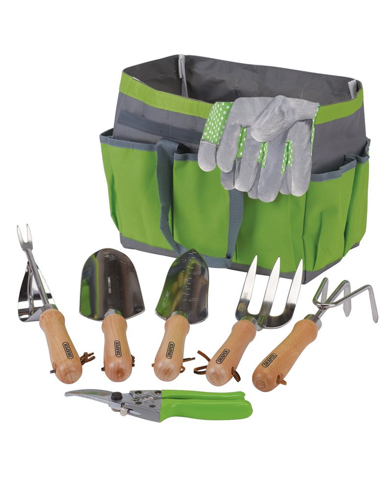 08997 Draper Stainless Steel Garden Tool Set with Storage Bag (8 Piece) HGTS/8 Spades and Shovels Professional Trade DIY Workshop Garage Use