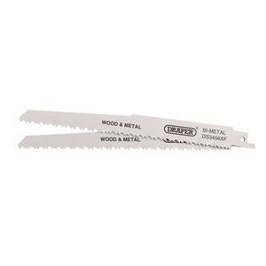 Draper RECIP SAW BLADE 2PCS - S3456XF 43065 Bi-metal Reciprocating Saw Blades for Multi-Purpose Cutting, 200mm, 6-12tpi (Pack of 2)