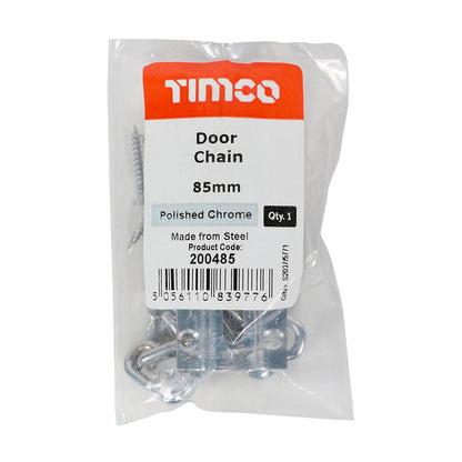 TIMCO Door Chain Pol. Chrome 85mm Pack 1