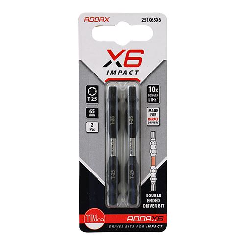 TIMCO X6 Double Ended TX Drive Bit TX25 x 65 Pack 2