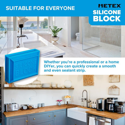 Silicone Block - 5 In 1 Easy Grip Sealant Shaping & Finishing Caulking Tool - Creates A Consistent Width Bead