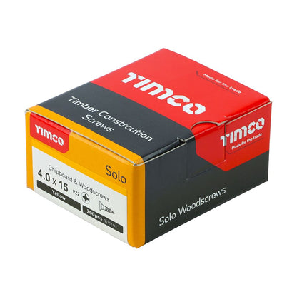 TIMCO Solo Woodscrew PZ2 CSK ZYP 4.0 x 15 Gold Pack 200