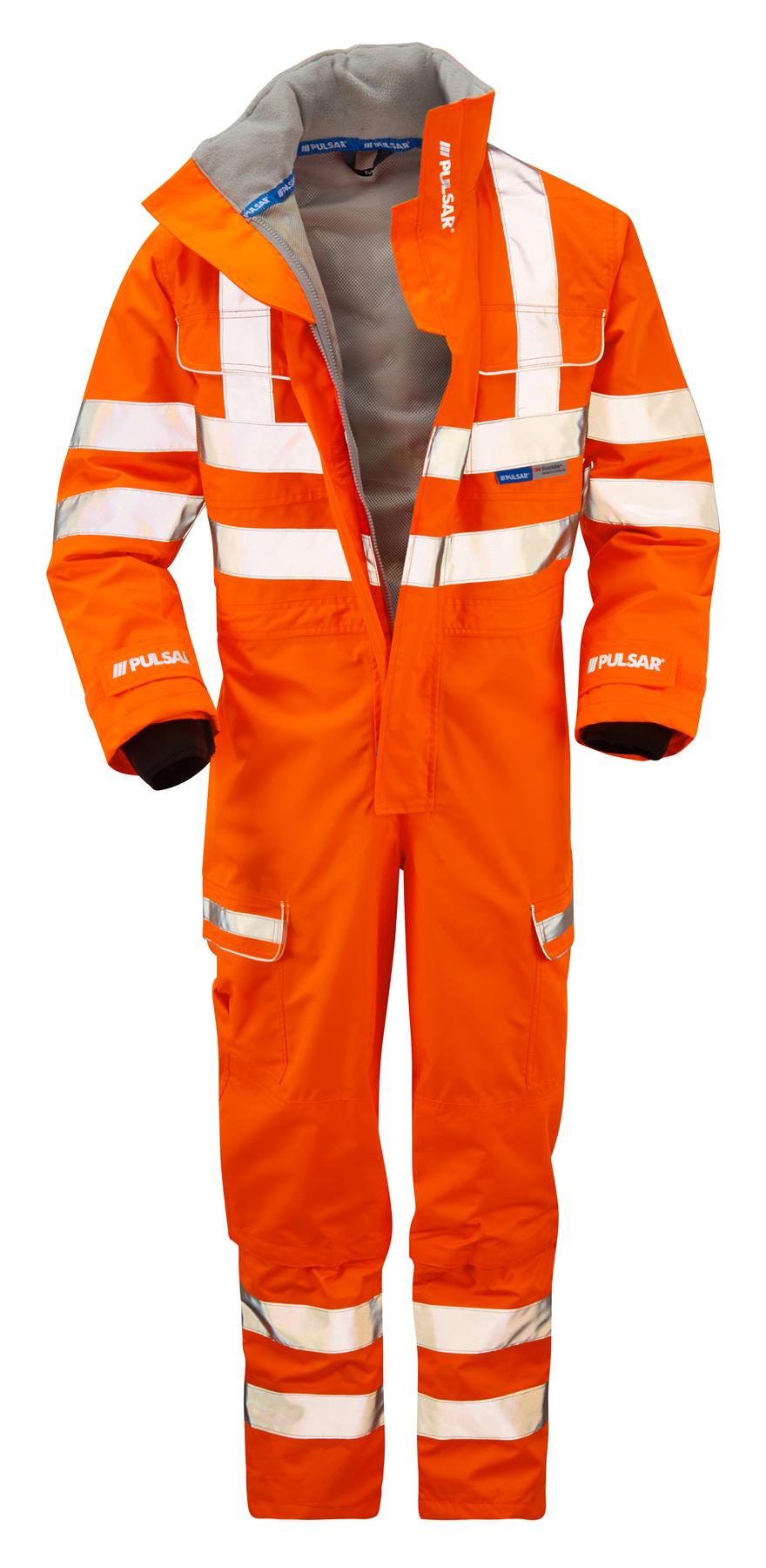Pulsar PR505 Hi Vis Orange Waterproof Coverall RIS-3279-TOM Rail Workwear EN ISO 20471
