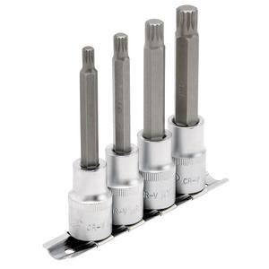 16350 Draper Expert Expert Spline Socket Bit Set, 1/2 Sq. Dr. (4 Piece) Socket Set Spline Bit Sets Professional Trade DIY Workshop Garage Use