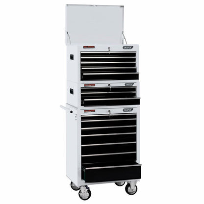 04597 Draper Expert Expert Combined Roller Cabinet and Tool Chest, 15 Drawer, 26 , Whi Combined Cabinets and Chests Professional Trade DIY Workshop