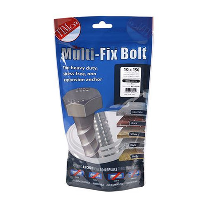 TIMCO Multi-Fix Bolt Hex Head 10.0 x 150 Silver Pack 8