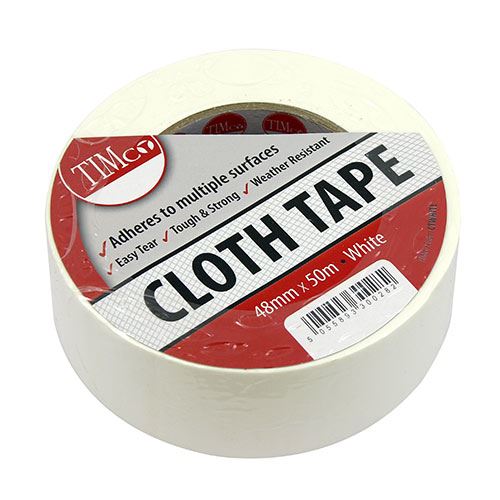 TIMCO Cloth Tape White White 50m x 48mm Pack 1.0