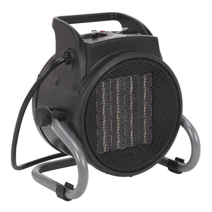 Sealey PEH2001 Industrial PTC Fan Heater 2000W/230V | 6,800Btu/hr, 1000/2000W, 230V - 13A, Thermostat | Features PTC heat conducting ceramic elements