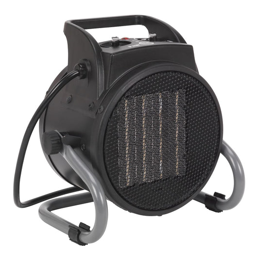 Sealey PEH2001 Industrial PTC Fan Heater 2000W/230V | 6,800Btu/hr, 1000/2000W, 230V - 13A, Thermostat | Features PTC heat conducting ceramic elements