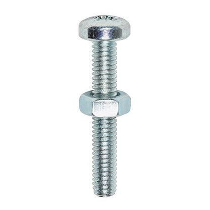TIMCO Machine Screw & Nut PAN - BZP M4 x 12 Silver Pack 40