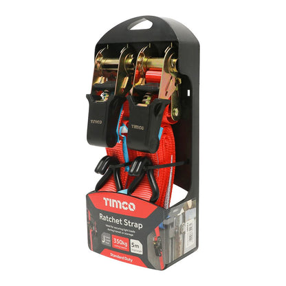 TIMCO J Hook Ratchet Straps STD 5m x 25mm Pack 2