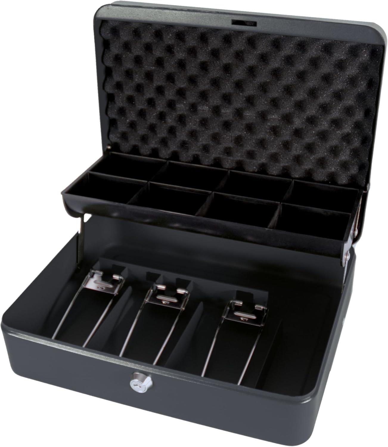 Cathedral Products | "The Ultimate Cash Box" with Foam Lining and Cantilever Coin Tray - Black
