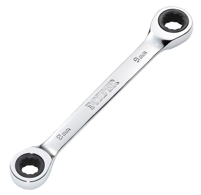 Draper 8X9 RATCHET RING SPANNER 27735 27735 HI-TORQÂ® Metric Double Ratchet Ring Spanner