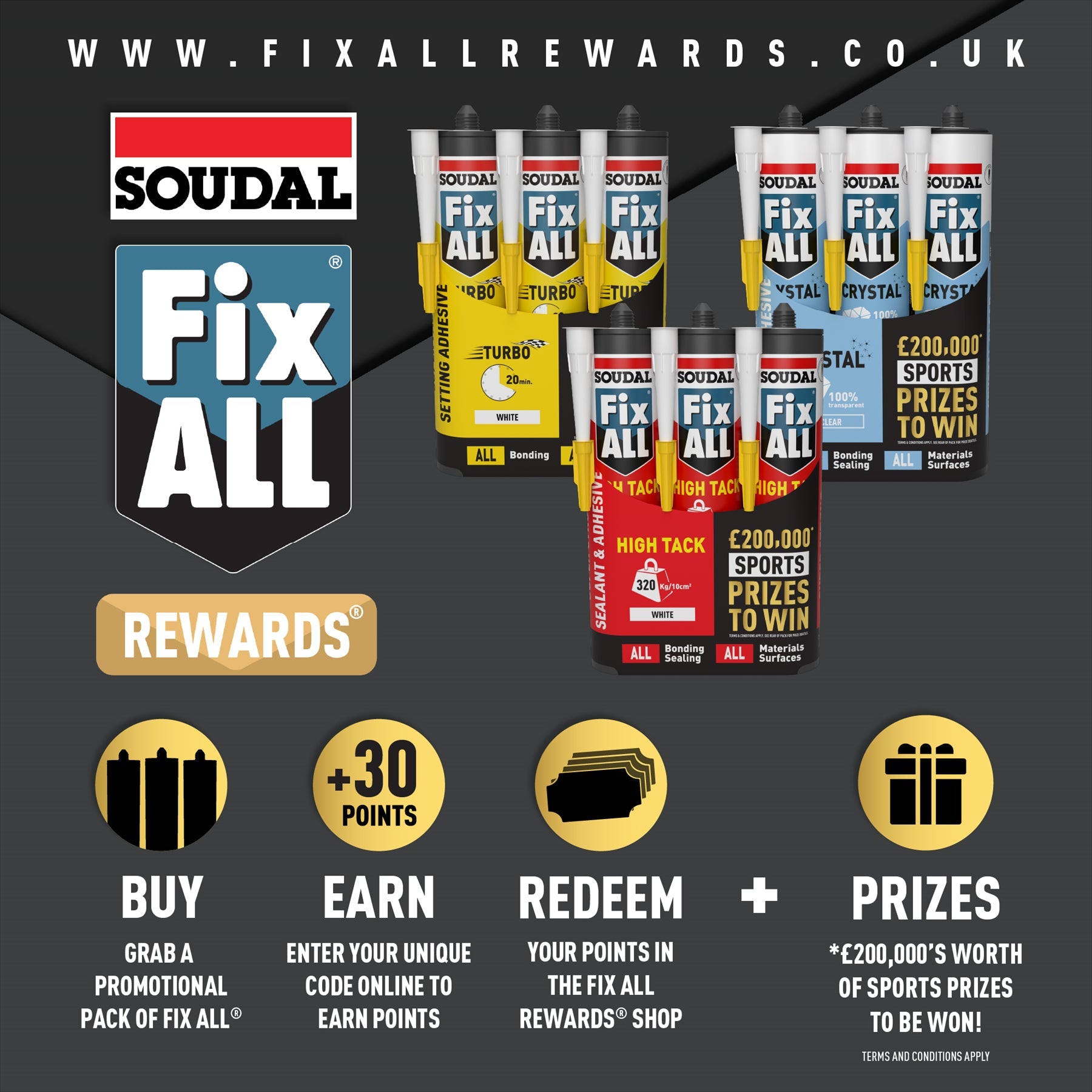 Soudal Fix ALL Promotional 3 pack High Tack Adhesive Sealant Hybrid Polymer Strong Grab 290ml