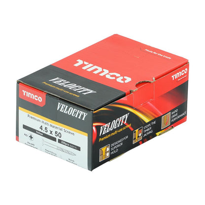 TIMCO Velocity Screw PZ2 CSK ZYP 4.5 x 50 Gold Pack 200