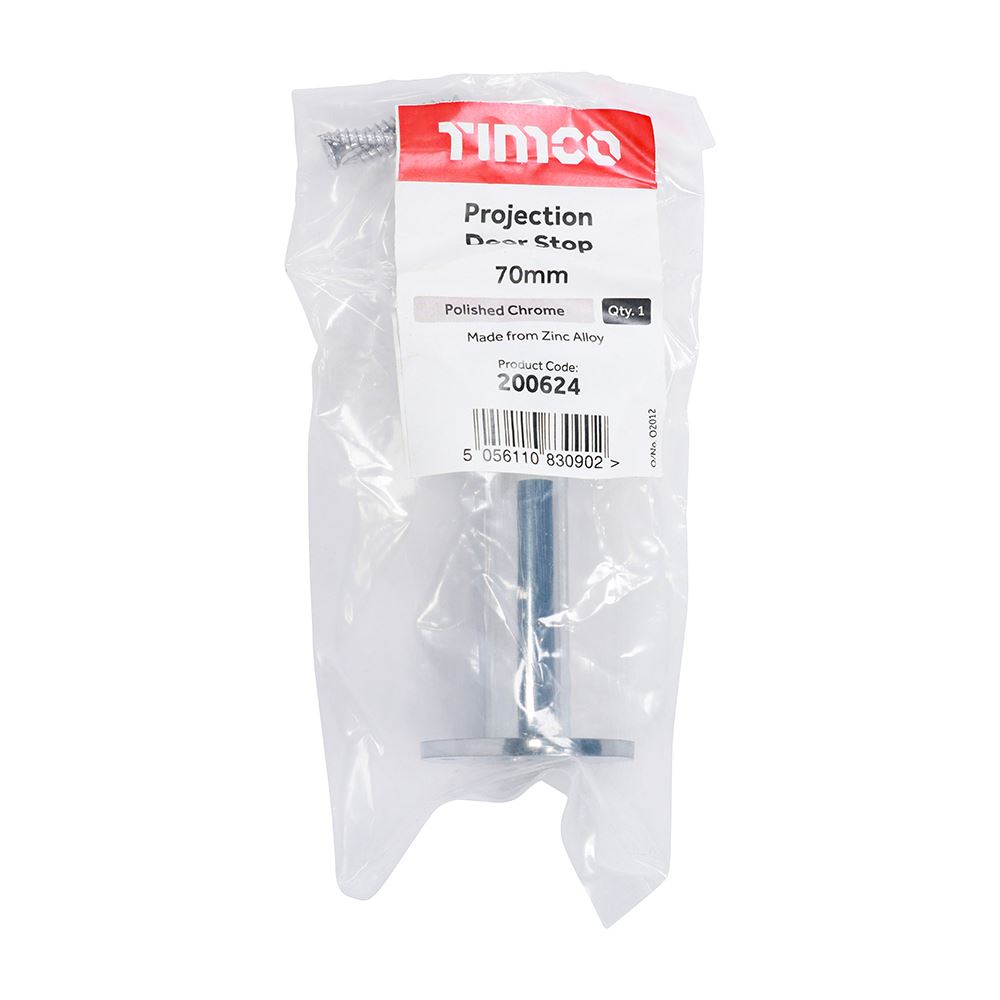 TIMCO Projection Door Stop P/Chrome 70mm Pack 1