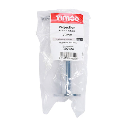 TIMCO Projection Door Stop P/Chrome 70mm Pack 1