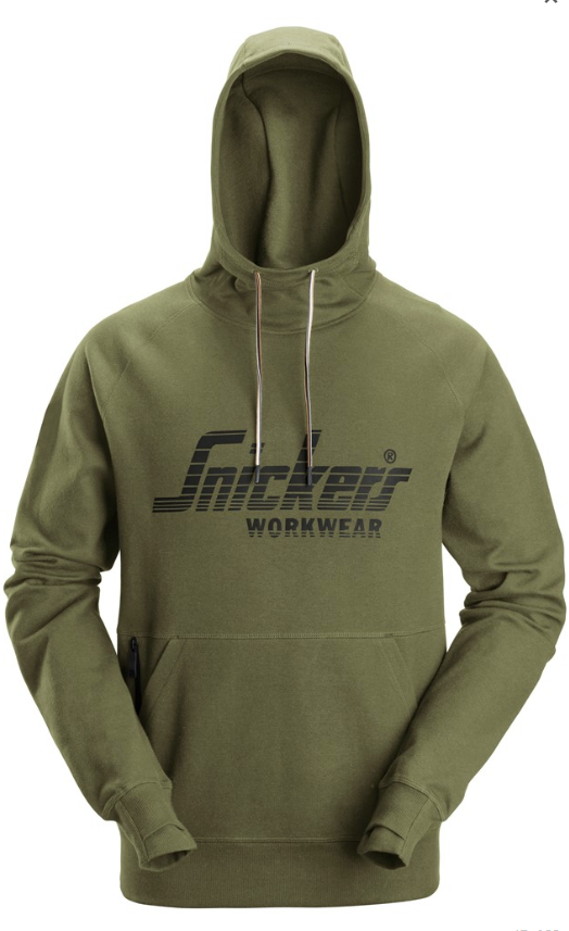 Snickers Logo Hoodie Khaki Green, sz M