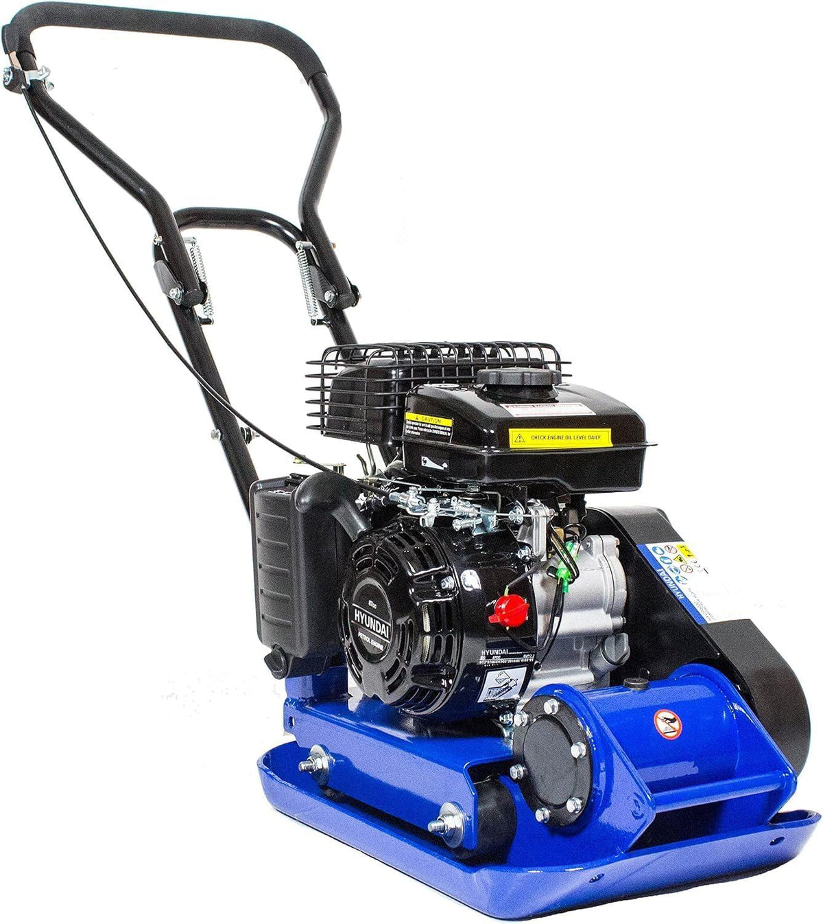 Hyundai HYCP5030 78.5cc Petrol Plate Compactor / Wacker Plate 50kg with Wheel Kit, Paving Pad & 150mm Compaction Depth
