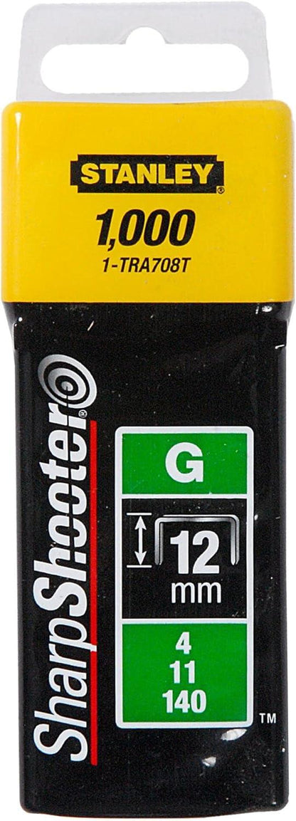 Stanley 1-TRA708T Heavy Duty Staples 12mm 1000 Pack Tacker Refills