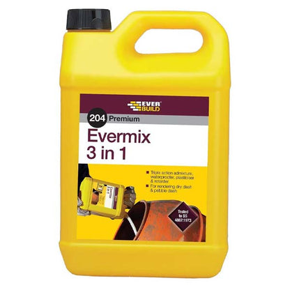 EVERBUILD 204 EVERMIX 3 IN 1 TRIPLE ACTION ADMIX 5 LITRE PLASTICISER ADMIXTURE