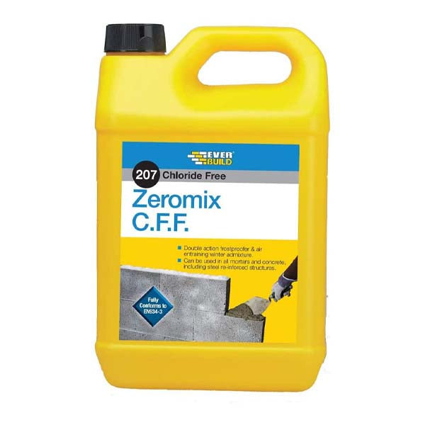 Everbuild 207 ZEROMIX CFF 5 Litre Frostproofer and Mortar Admixture Winter Mix