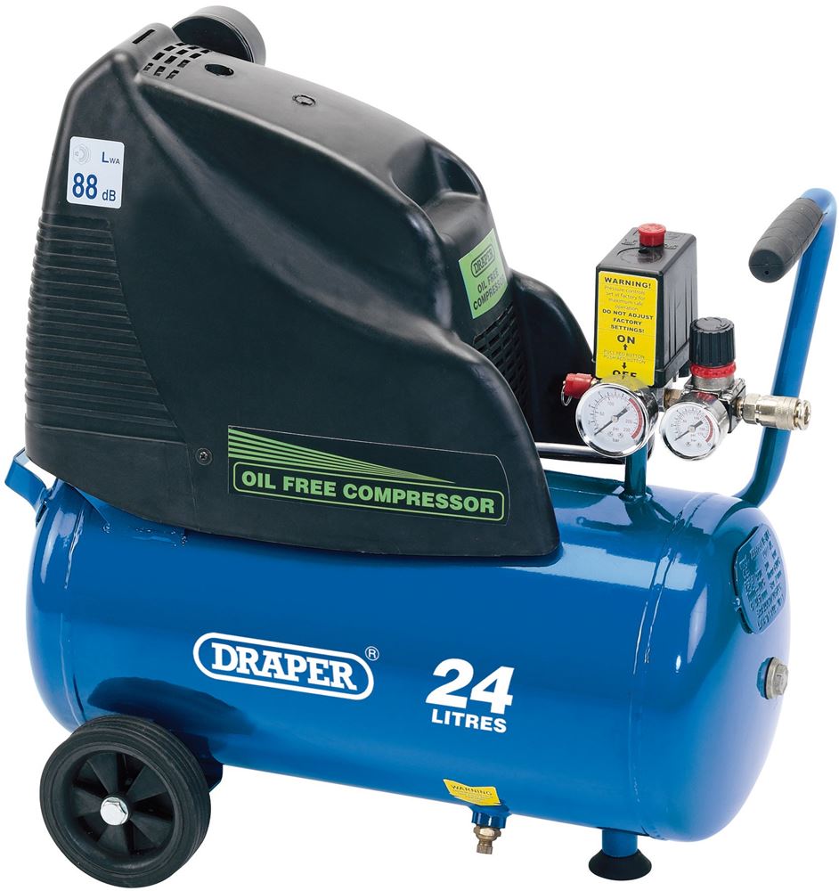 Draper OIL FREE COMPRESSOR 24 LITRE 24978 Direct Drive Oil Free Air Compressor, 24L, 1.1kW