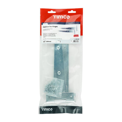 TIMCO Medium Tee Hinge Pair Zinc 12" Pack 1