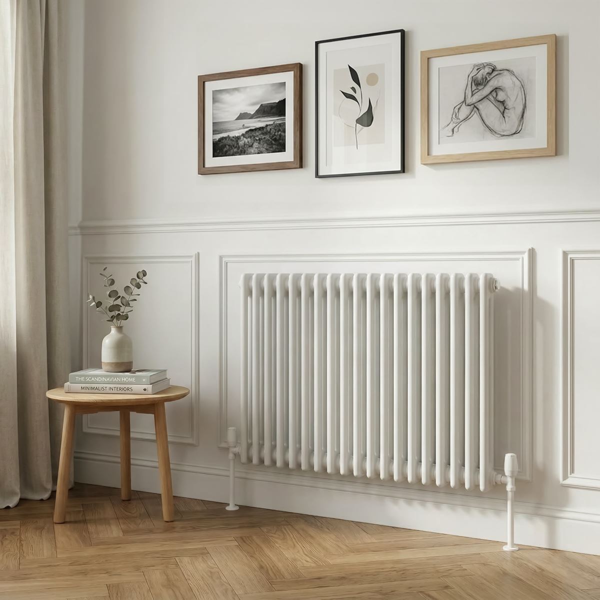 Baridi DH368 Horizontal Traditional 2 Column Radiator 600 x 832mm - White | Steel | Horizontal traditional two column radiator delivers a BTU output