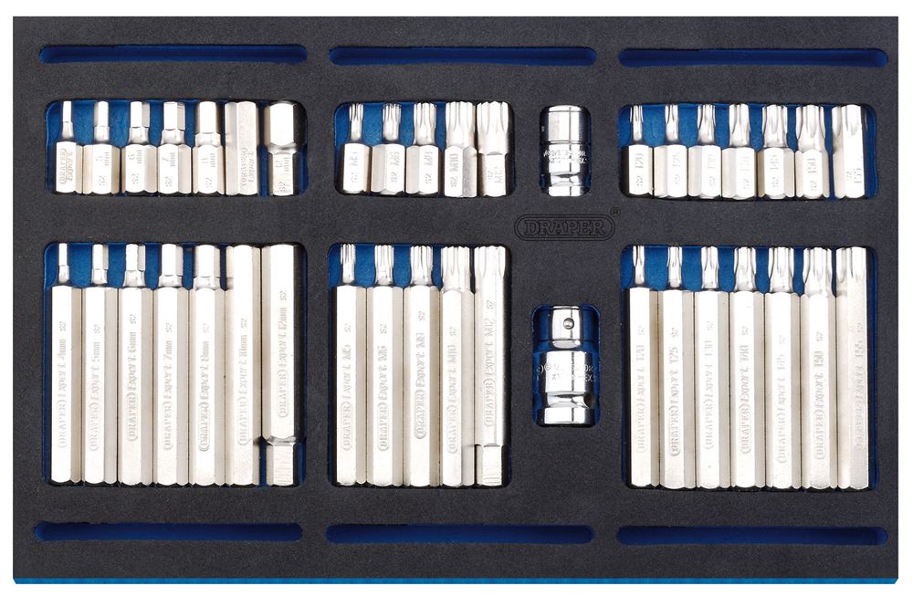 Draper 40PC S/DRIVER BIT SET 63515 Screwdriver Insert Bit Set in 1/4 Drawer EVA Insert Tray (40 Piece)