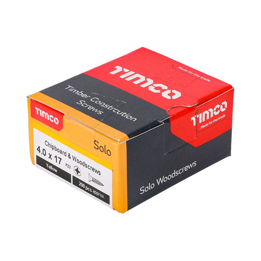TIMCO Solo Woodscrew PZ2 CSK ZYP 4.0 x 17 Gold Pack 200
