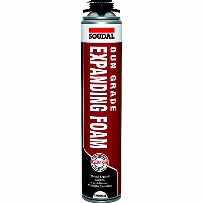 Soudal PU Expanding Foam 750ml Hand Held Gun Grade Gap Filler Sealant