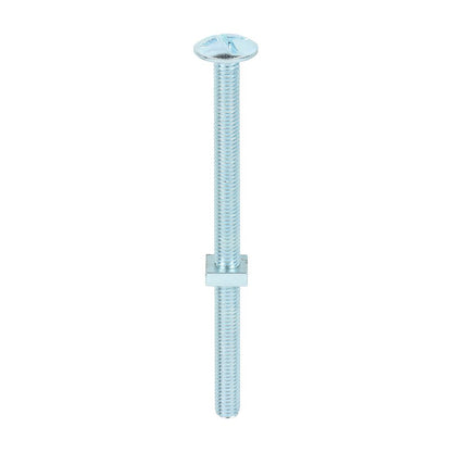 TIMCO Roofing Bolt & SQ Nut Zinc M8 x 120 Silver Pack 50