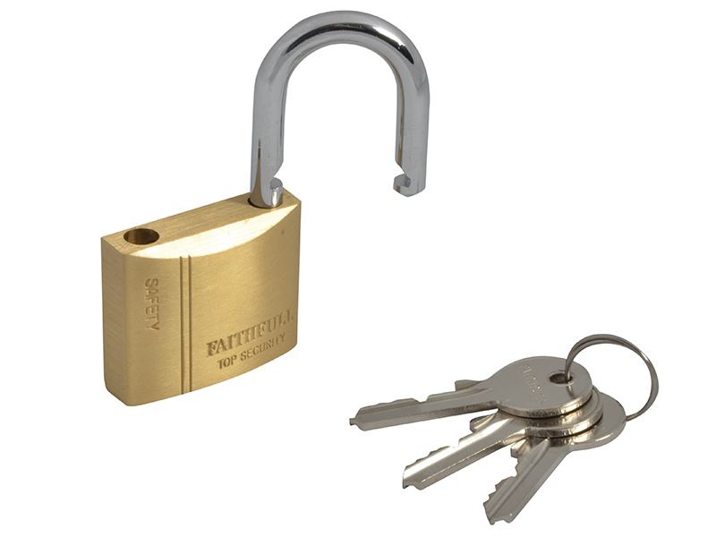 Faithfull FAIPLB40 Brass Padlock 40mm 3 Keys |
