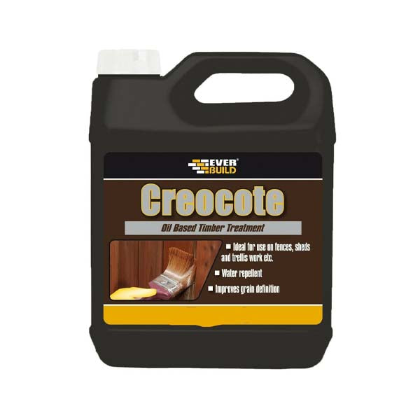 EVERBUILD 4LTR  CREOCOTE Dark Brown replaces creosote fence wood treatment