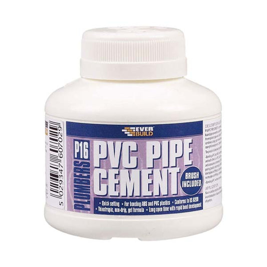 EVERBUILD 250ML  P16 PLUMBERS PVC PIPE CEMENT solvent weld glue adhesive