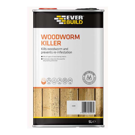 Everbuild 5 Litre Woodworm Insect Killer Wood Treatment Low Odour Low Solvent