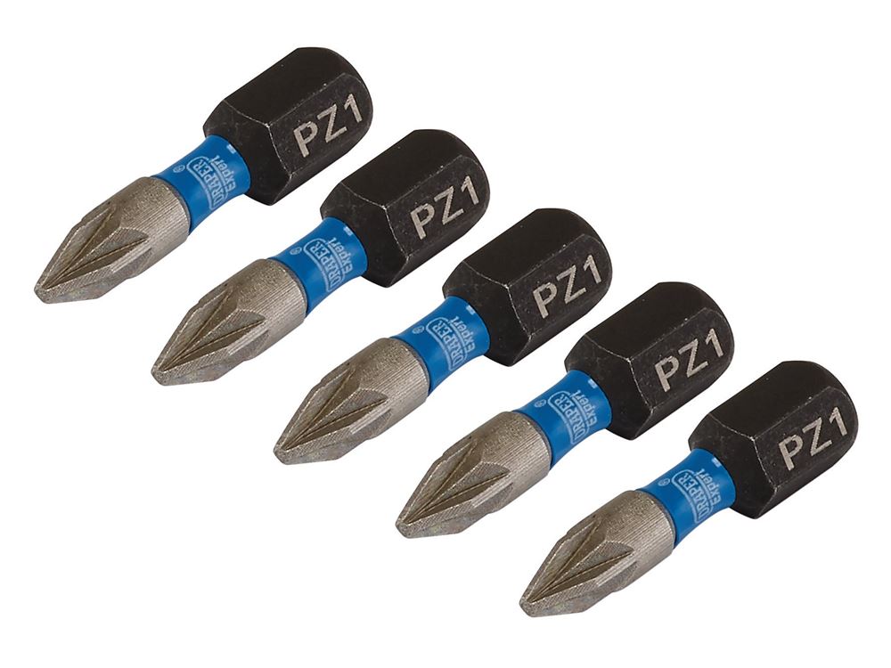 Draper PZ1X25MM IMPACT S/D BIT 5PK 04950 PZ-Type Impact Screwdriver Bits, 1/4" Hex